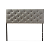 Baxton Studio BBT6506-Grey-Queen HB Viviana Grey Button-tufted Queen Size Headboard